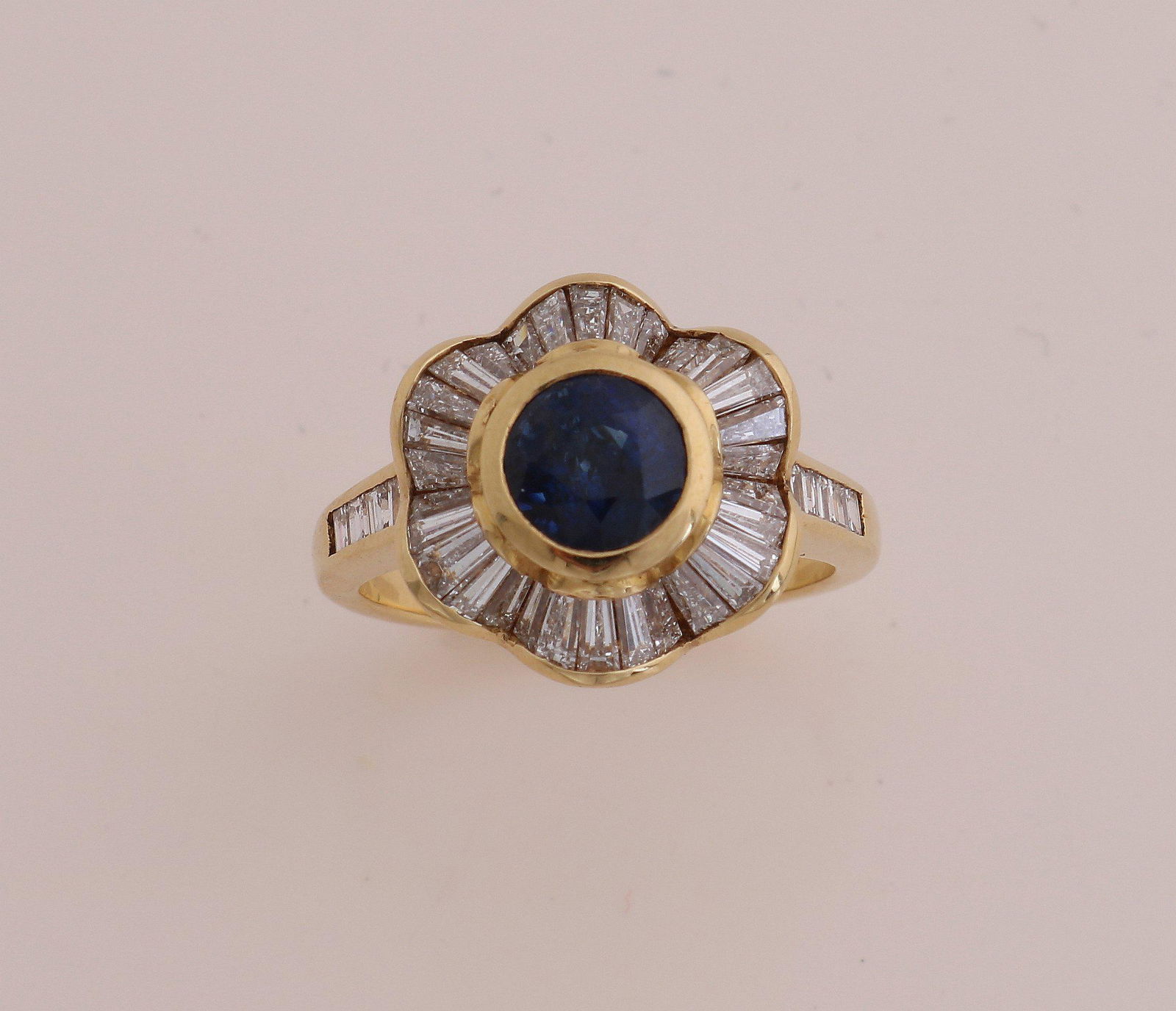 Gold ring with sapphire and diamond (1 of 1)