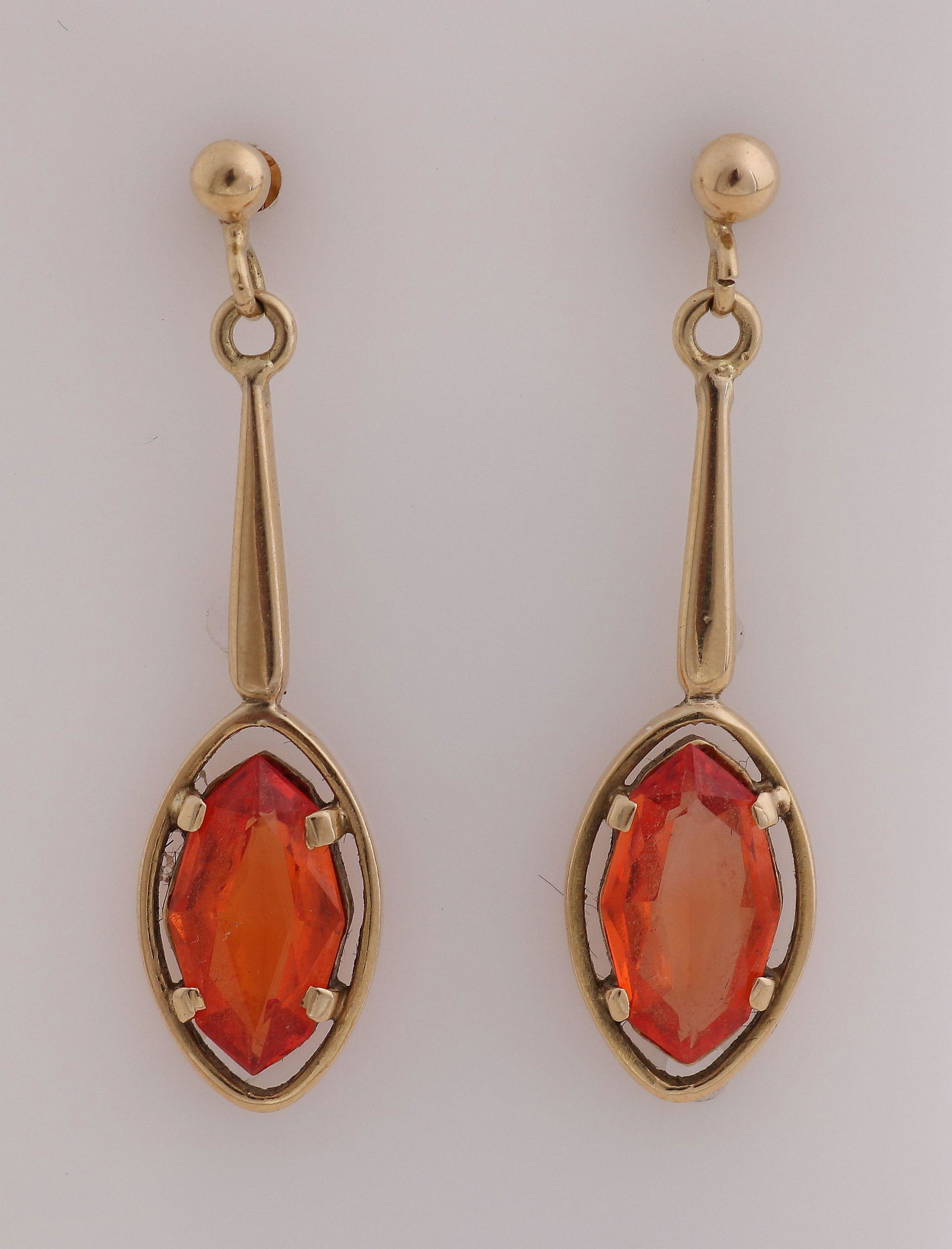 Gold earrings orange stone (1 of 1)