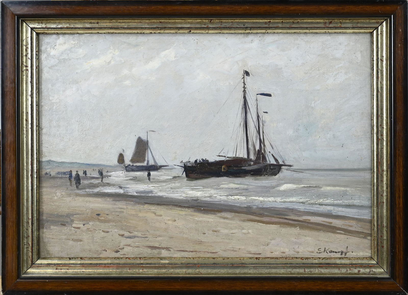 Eugen Kampf, Fishing boats with fishermen at the beach (1 of 1)