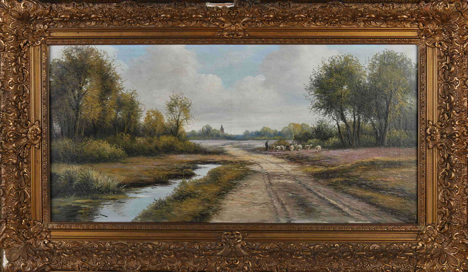 W. Robbers, Landscape with sheep and shepherd (1 of 1)