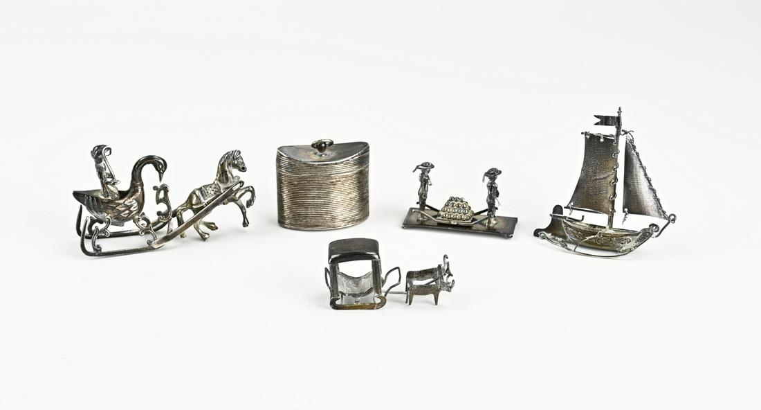 Lot silver miniatures, 5x (1 of 1)