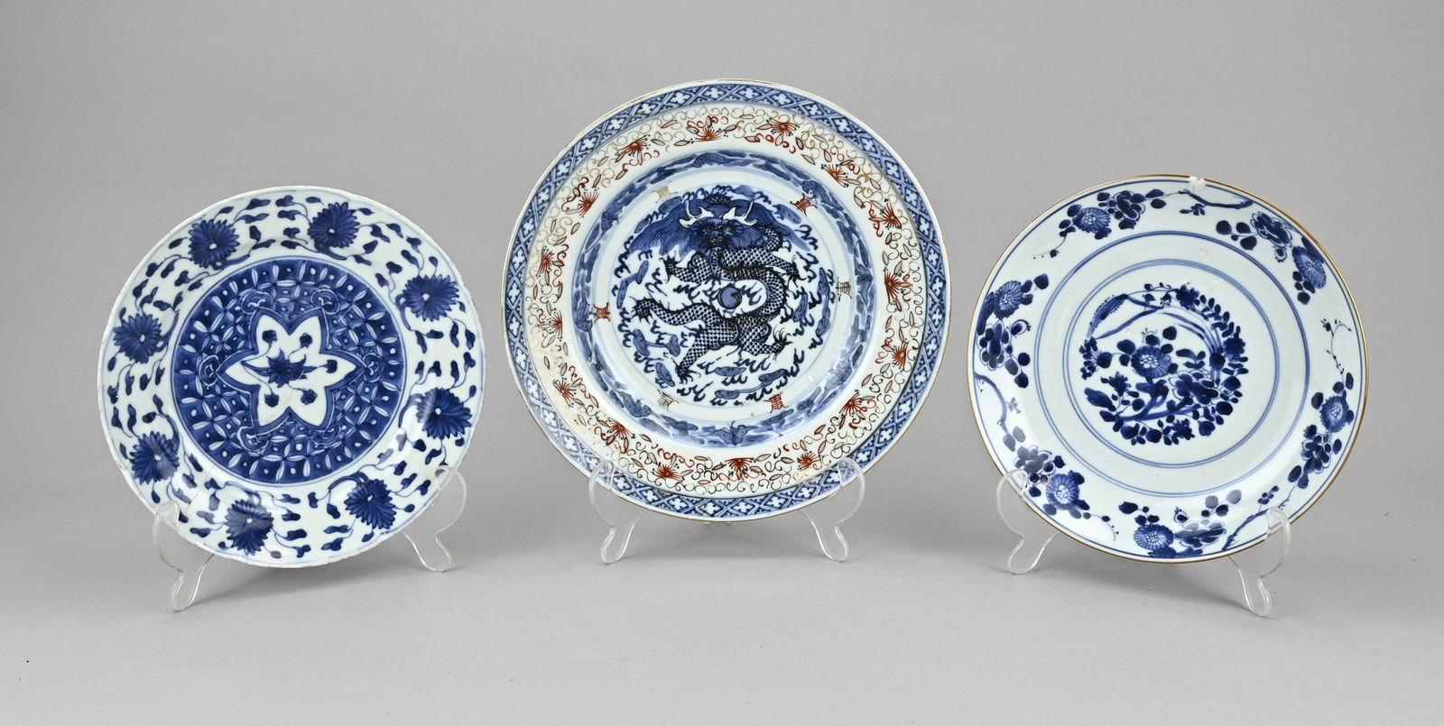 3x Chinese plate Ø 21 - 25.5 cm. (1 of 2)