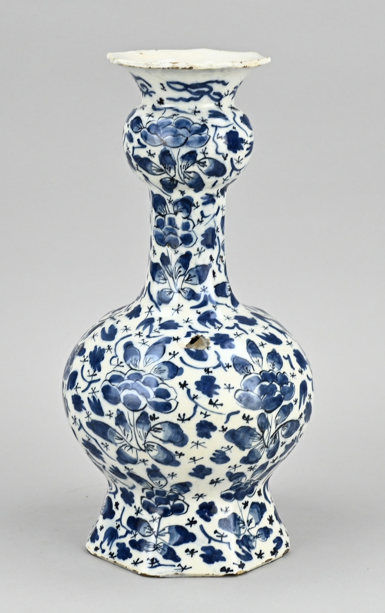 Delft knob vase, H 29.5 cm. (1 of 2)