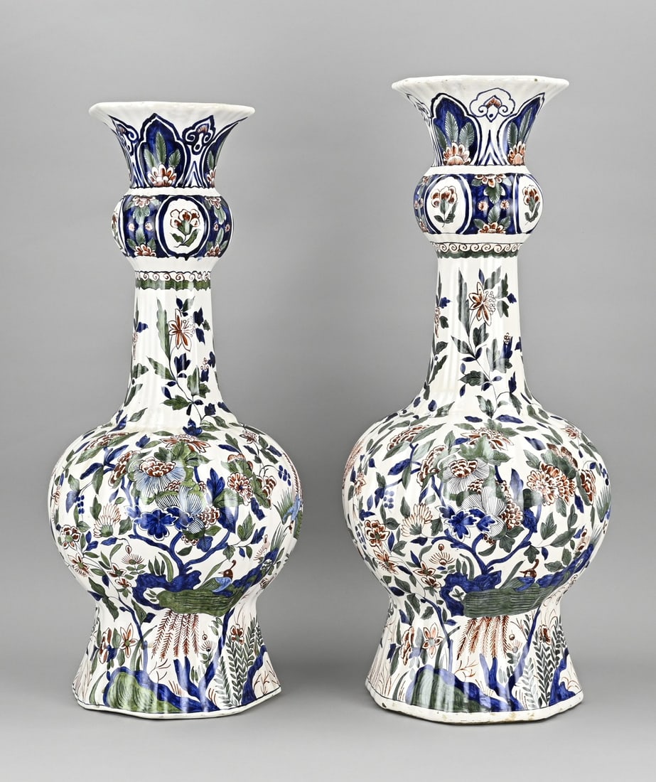 Set of antique Delft vases, H 57 cm. (1 of 2)