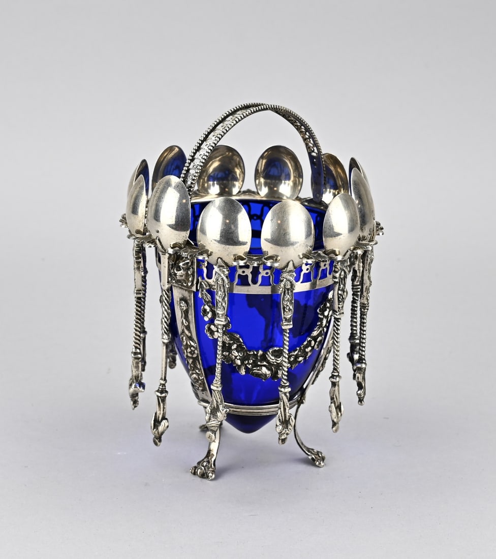 Silver sugar bowl with spoons (1 of 2)