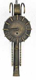Copper AWU wall clock, 1930: A copper AWU Amsterdam School wall clock. Adrianus Willem Uithol. Possibly designed by Johannes Bosma. 1930s. Dimensions: Ø 40 cm. In good condition.