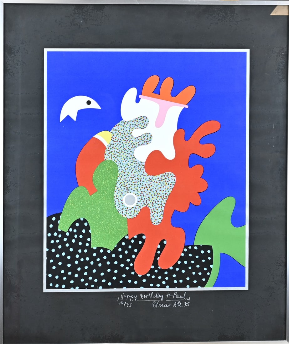 Otmar Alt, Happy Birthday to Paul: Otmar Alt, 1975. 1940 - . Happy Birthday to Paul. No. 12/75. Lithograph on paper. Dimensions: H 50 x W 42 cm. In good condition.