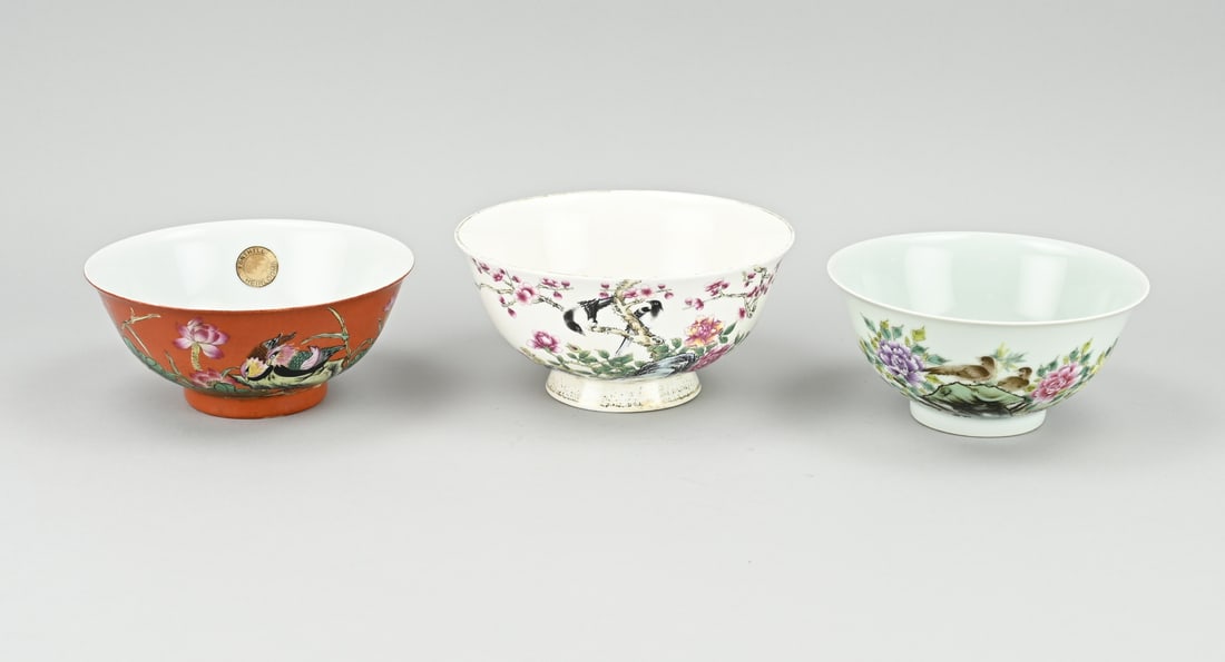 3x Chinese bowl Ø 15 - 16 cm. (1 of 2)