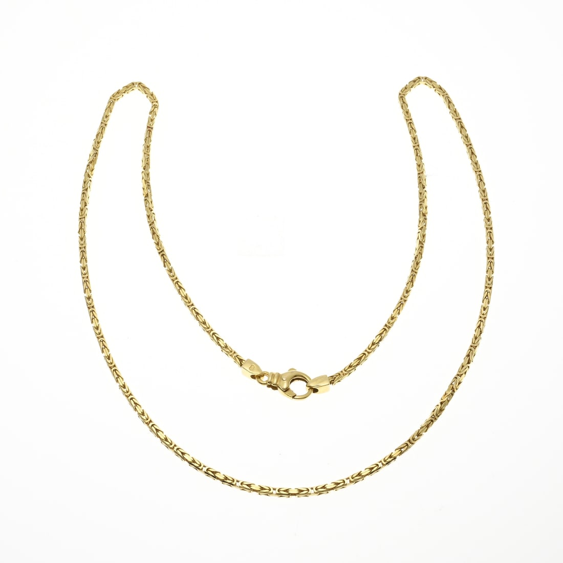 Golden King Necklace: Yellow gold king's necklace, 585/000. 2x2mm. With a large lobster clasp. Length 50 cm. Approx. 14.8 grams. In very good condition.