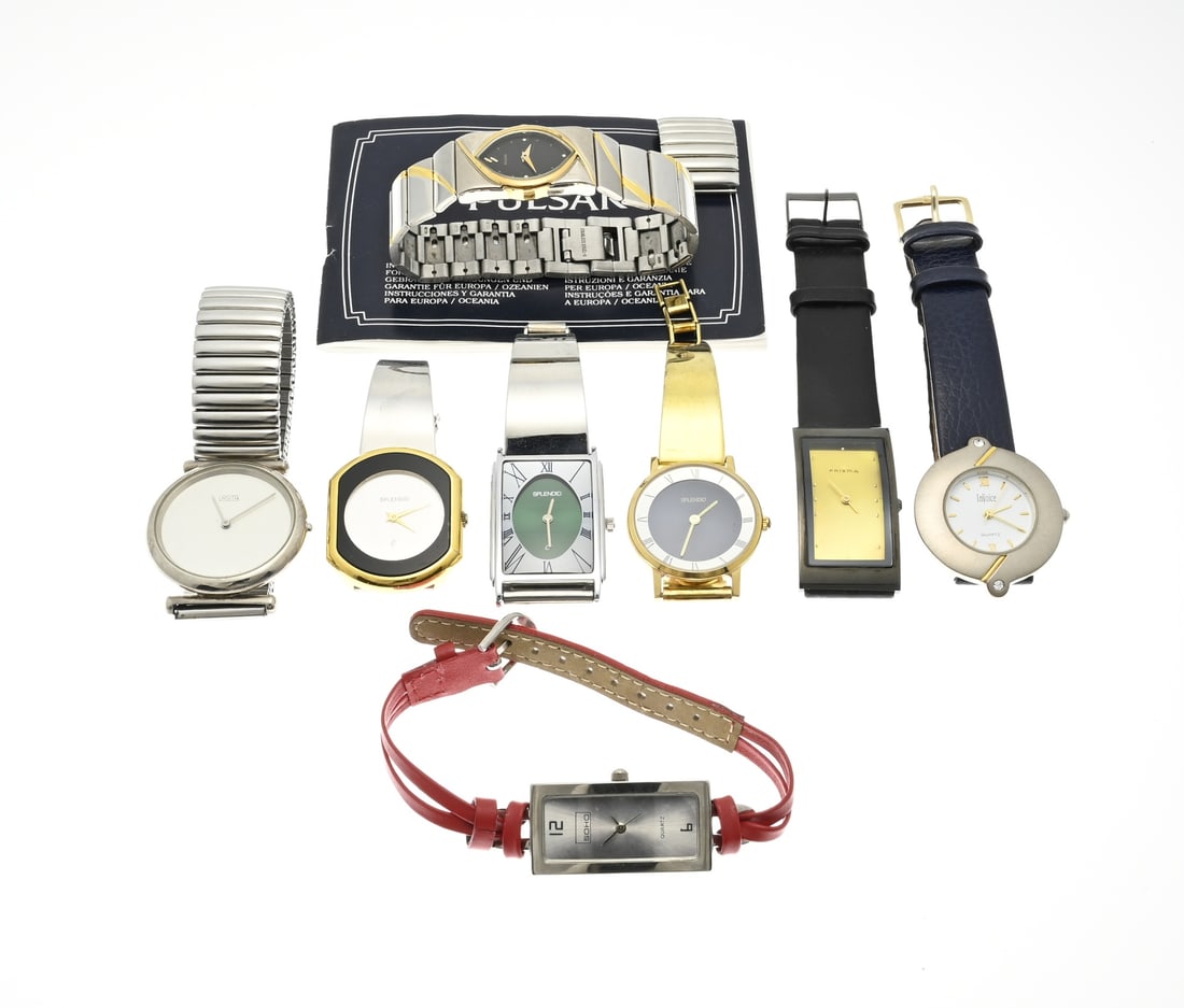 Lot of watches: Lot with 8 women's watches, including Splendid, Prisma, Pulsar, Lasita, Invoice and Soho.