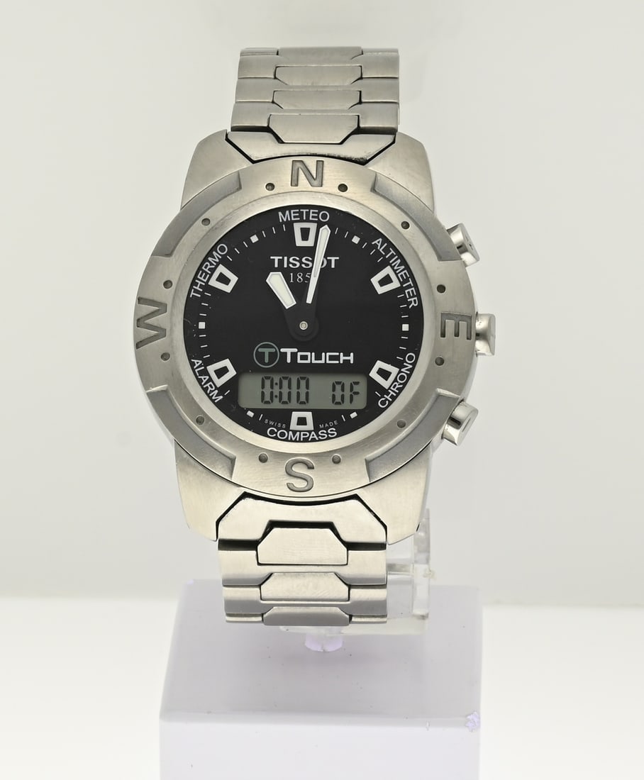 Tissot watch touch: Steel Tissot touch watch, analogue digital, multi-timer, with a steel strap with a folding clasp. Case diameter 41 mm. Quartz. Working.