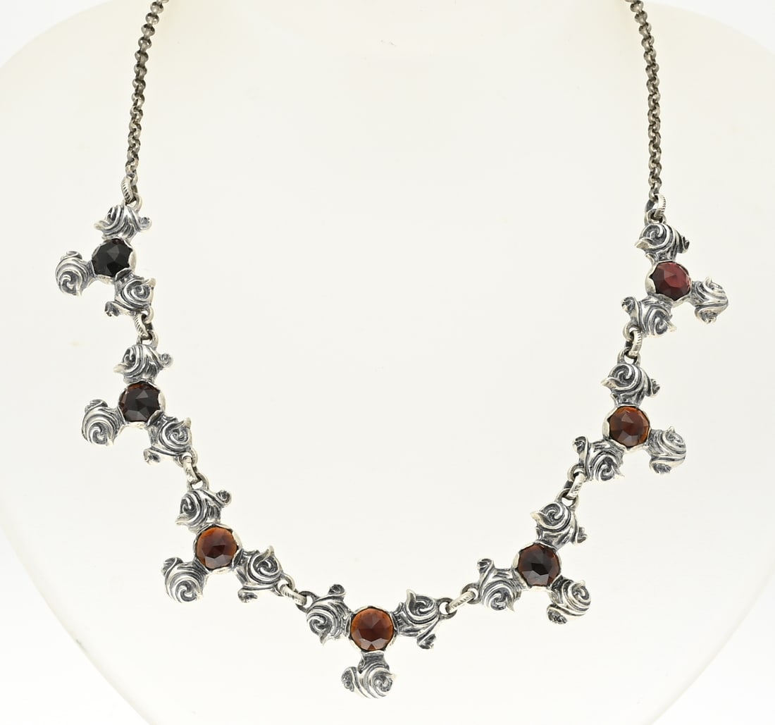 Silver necklace with garnet (1 of 1)