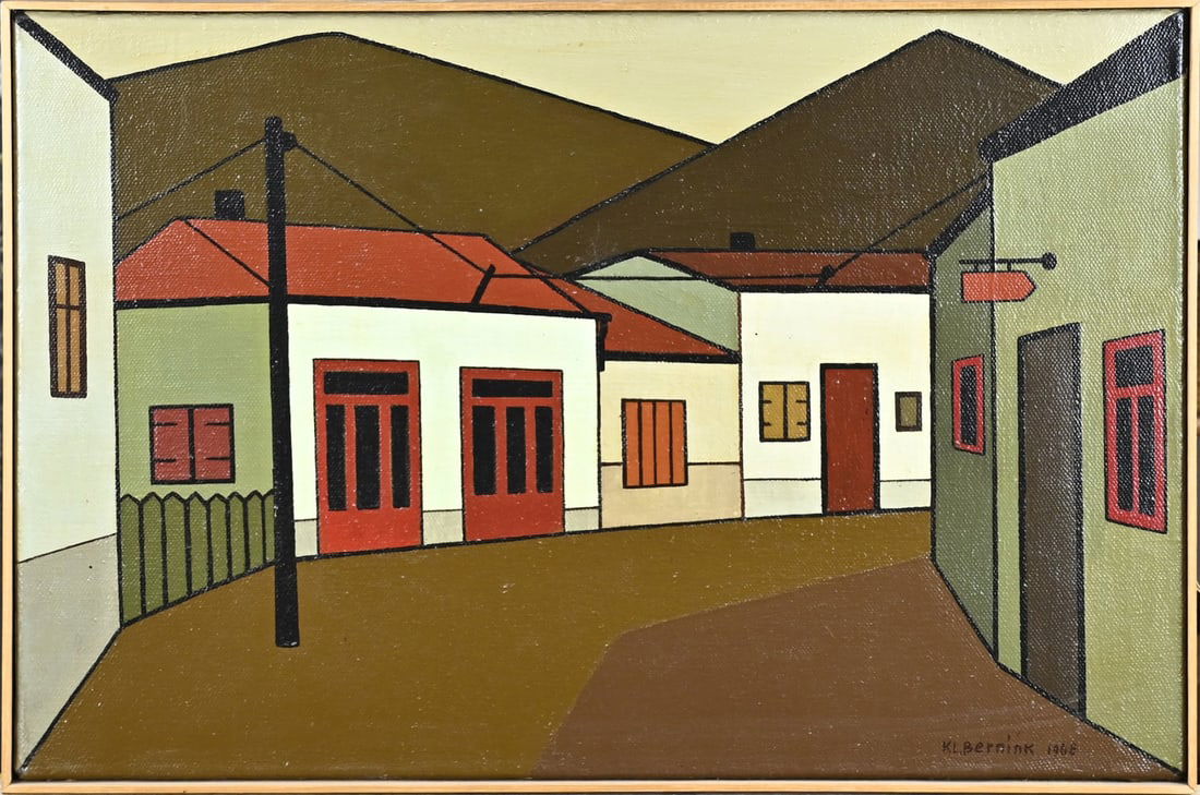Klaas Bernink, Bela Palawka,: Klaas Bernink, 1968. 1913 - 1996 Glanerbrug. Street in Bela Palawka. Acrylic on linen. Dimensions: H 60 x W 40 cm. In good condition.