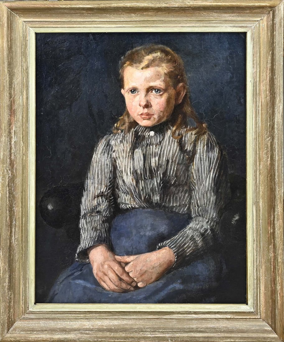 PM van Walcheren, Fisherman's girl: Petrus Marius van Walcheren. 1876 - 1949. Fisher girl. Oil on canvas. Dimensions: H 63 x W 47 cm. In good condition.
