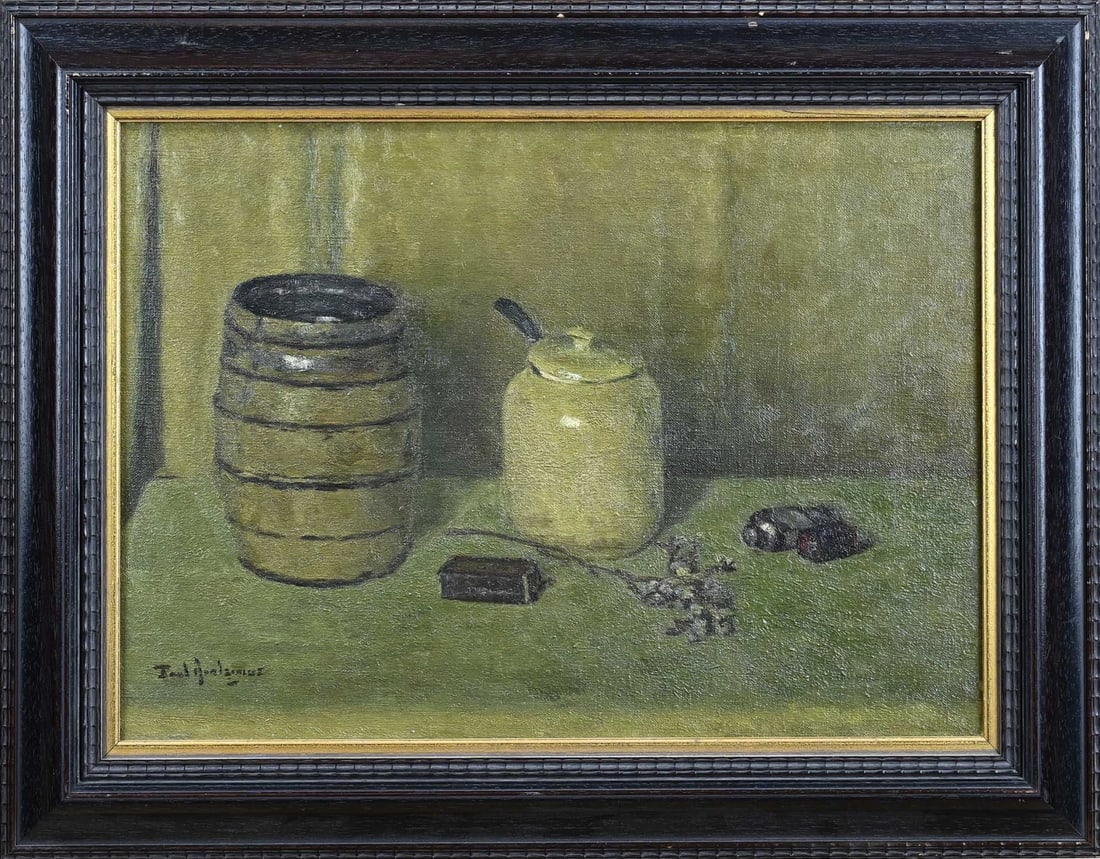 Paul Arntzenius, Still Life: Paul Arntzenius. 1883 - 1965. Still life with pottery. Oil on canvas. Dimensions: H 36 x W 50 cm. In good condition.