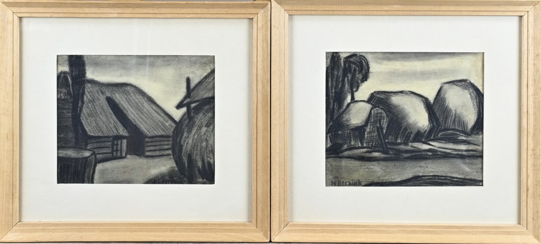 2x Klaas Bernink, Barn + haystack / haystack Giethoorn: Two works by Klaas Bernink. 1913 - 1996 Glanerbrug. 1x Barn and haystack, 1955. 1x Haystacks near Giethoorn, 1955. Pastel on paper. Dimensions: H 16 x W 20 cm. In good condition.