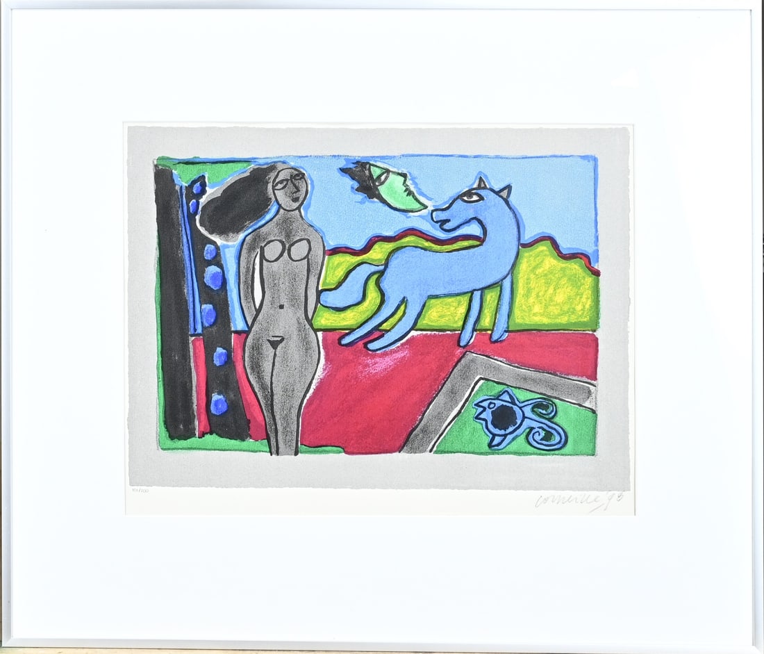 Corneille, Woman with Horse: Guilliaume Corneille, 1993. No. 101/200. 1922 - 2010. Woman with horse. Lithograph on paper. Dimensions: H 37 x W 48 cm. In good condition.