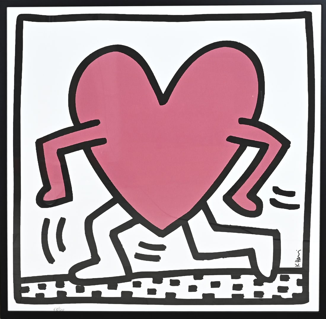 Keith Haring, Walking Heart: Keith Haring. Reprint. Walking Heart. Lithograph on paper. Dimensions: H 84 x W 84 cm. In good condition.