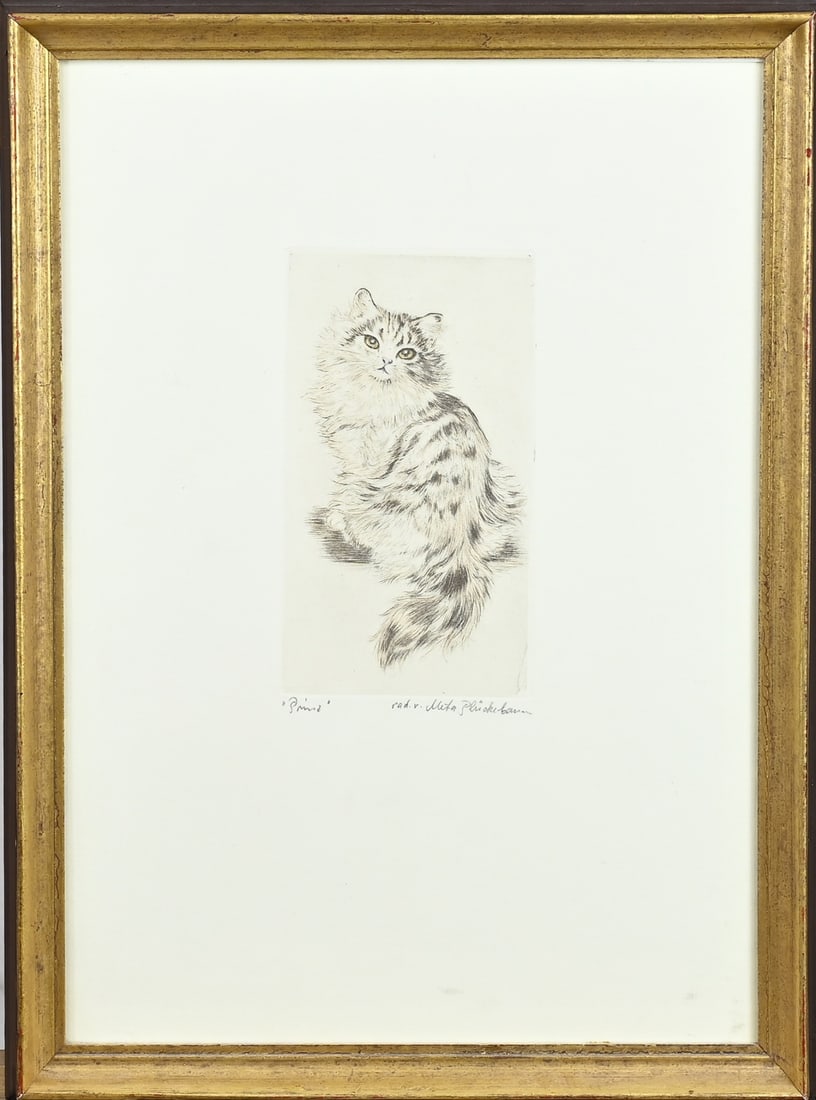 Meta Plückebaum, Prince: Meta Pluckebaum. 1876 - 1945. German School. Title: Prince. Etching on paper. Dimensions: H 17 x W 10 cm. In good condition.