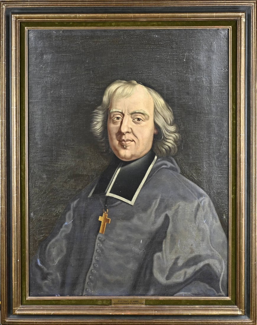 N. Duhaut, Portrait of Pastor D. Abbe: N. Duhaut, 1854. Portrait of pastor D. Abbe. Oil on canvas. Dimensions: H 76 x W 60 cm. In reasonable/good condition.