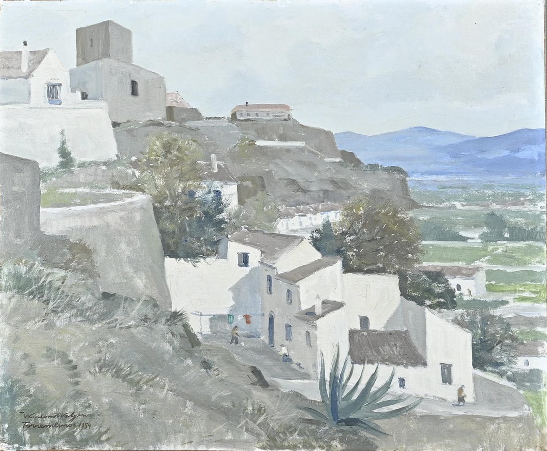 Willem Witjens, Landscape Torremolinos: Willem Witjens. 1884 - 1962. Landscape Torremolinos. Oil on canvas. Marouflé painter's cardboard. Dimensions: H 51 x W 61 cm. In good condition.
