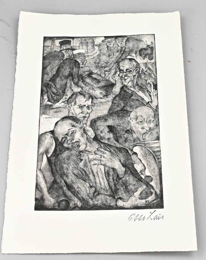 Otto Lais, Bildnis der Skepticers: Otto Lais. 1897 - 1988. German School. Image of Skeptics. Etching on paper. Dimensions: H 50 x W 33 cm. In good condition.