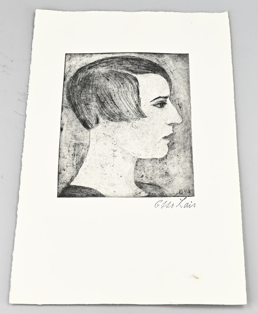 Otto Lais, Portrait of a Lady: Otto Lais. 1897 - 1988. German School. Portrait of a woman. Etching on paper. Dimensions: H 50 x W 33 cm. In good condition.
