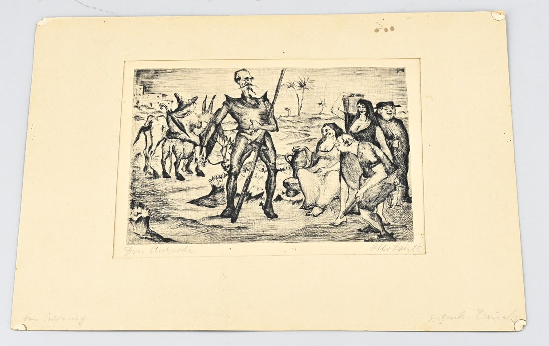 Otto Lais, Don Quixote: Otto Lais, '25. 1897 - 1988. German School. Don Quixote. Etching on paper. Dimensions: H 23 x W 33.5 cm. In good condition.