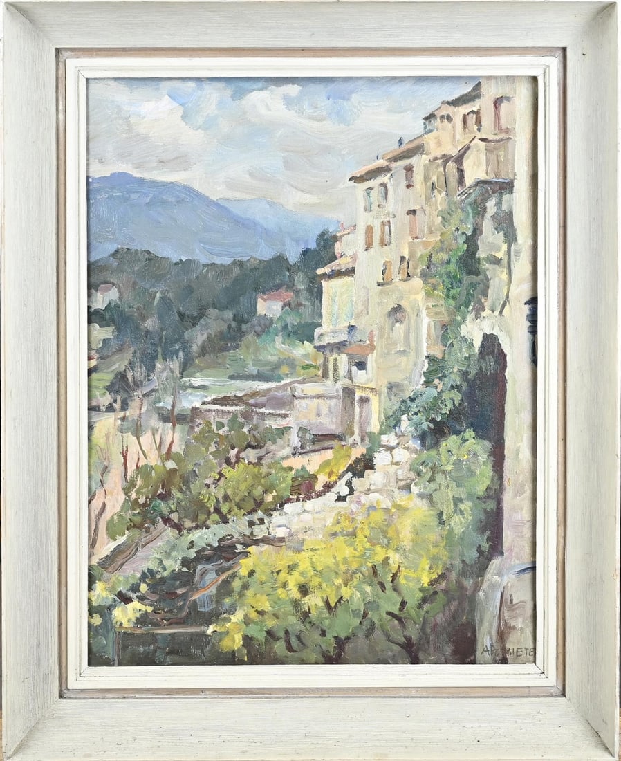 A. Potgieter, St. Paul de Vence: A. Potgieter. 1899 - 1982. Place St. Paul de Vence. Oil on canvas. Dimensions: H 50 x W 40 cm. In good condition.