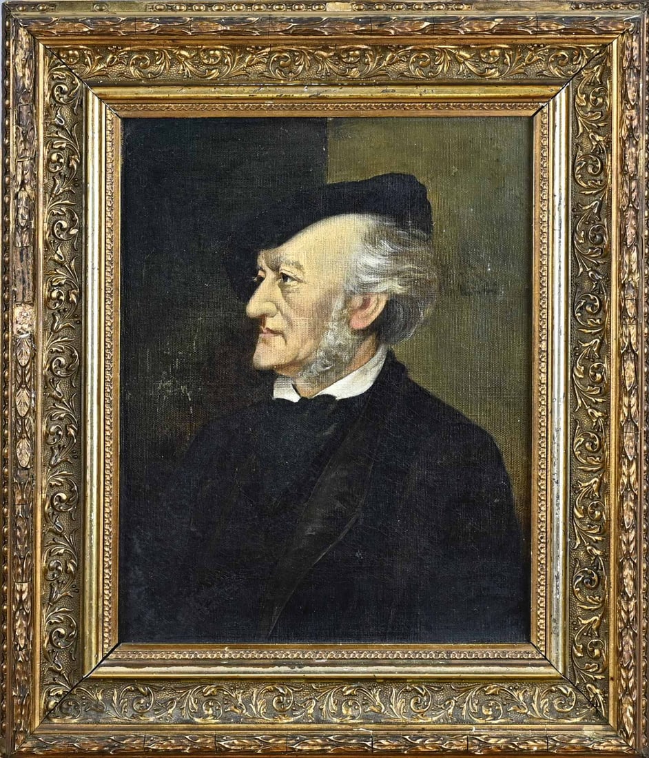 Unsigned, Portrait Wagner: Unsigned. Circa 1900. Portrait Wagner. Oil on canvas. Dimensions: H 30 x W 24 cm. In good condition.