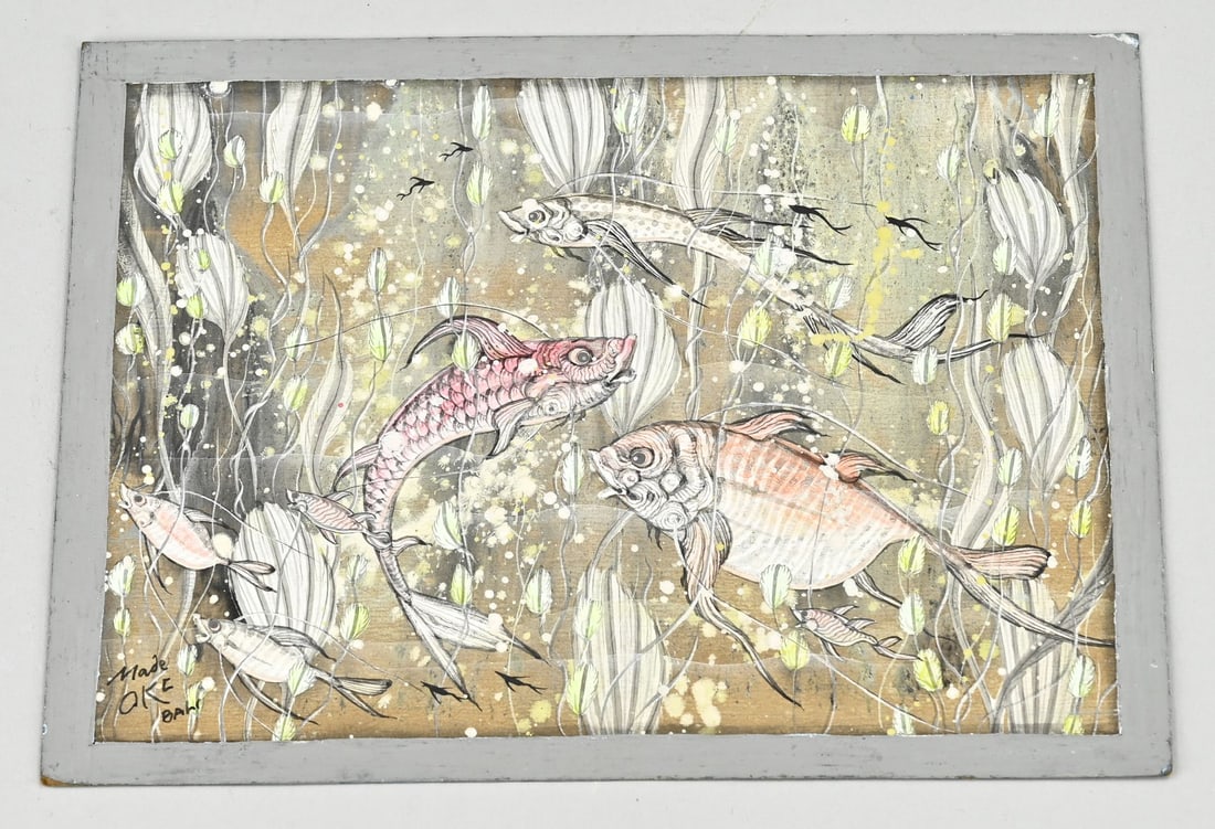 Made Oke Bali, Tropical fish: Made Oke Bali. Tropical fish underwater. Watercolor on paper. Dimensions: H 14 x W 19 cm. In good condition.