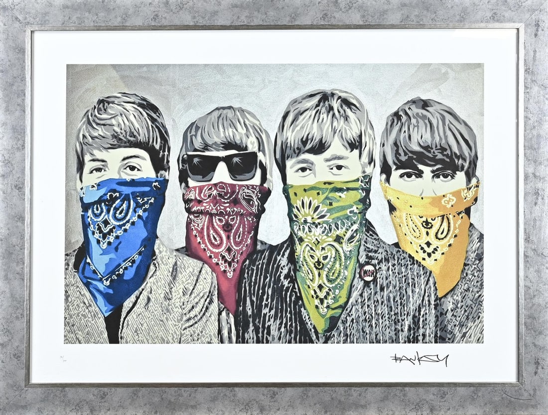 Bansky, The Beatles: Lithograph Bansky. No. 26/300. With watermark. The Beatles. Lithograph on paper. Dimensions: H 55 x W 75 cm. In good condition.