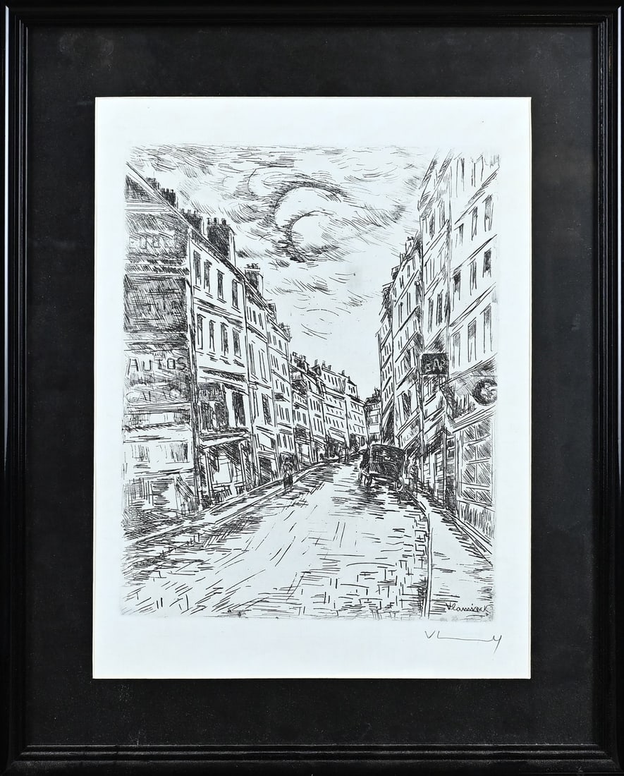 Maurice de Vlaminck, Rue de la Glacière: Maurice de Vlaminck. 1876 - 1958. Rue de la Glaciere. Etching on paper. Dimensions: H 40 x W 30 cm. In good condition.