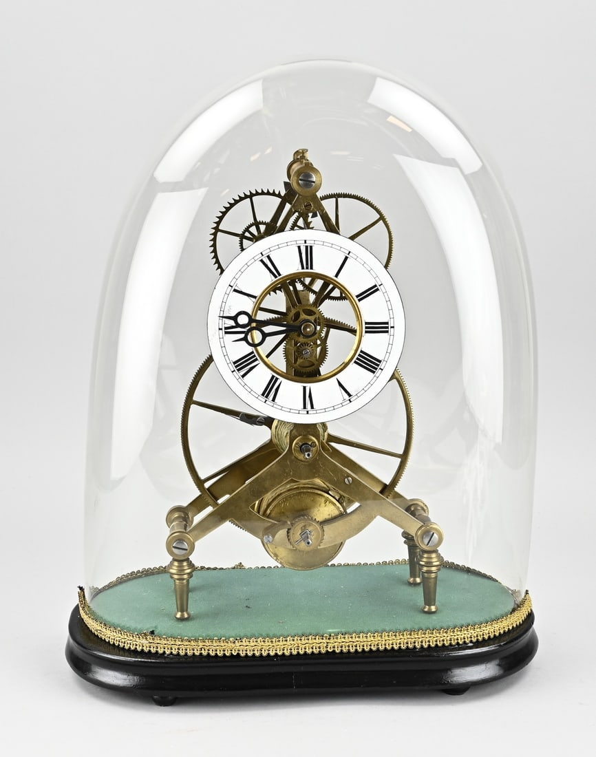 Skeleton clock under bell jar - 2