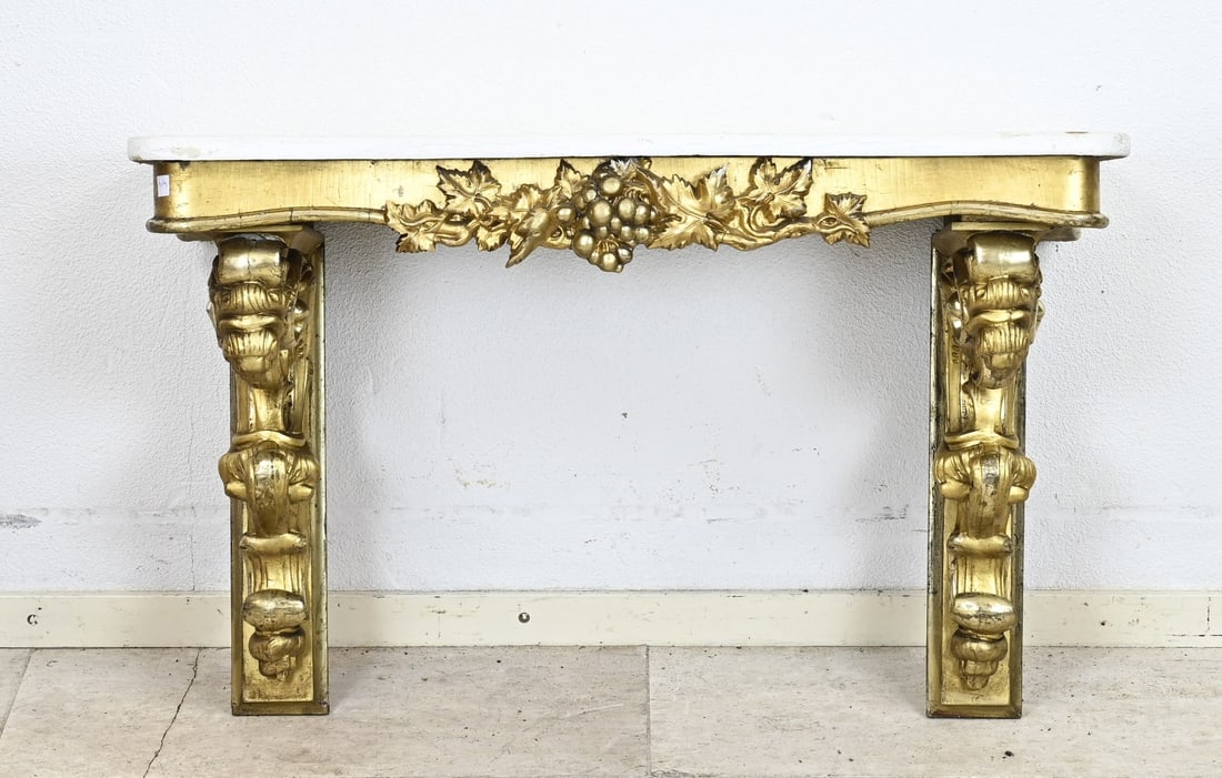 Gilded mirror + console, 1850 - 2