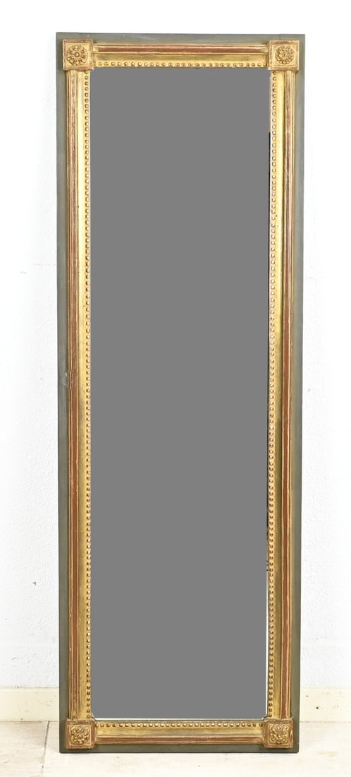 Empire mirror, H 115 x 38 cm.: Old, narrow empire-style mirror. 20th century. Dimensions: H 115 x W 38 cm. In good condition.