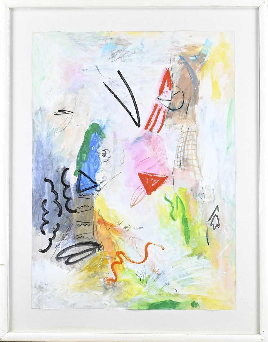 Unsigned, Modern composition: Unsigned. Modern composition. Second half 20th century. Gouache on paper. Dimensions: H 78 x W 55 cm. In good condition.