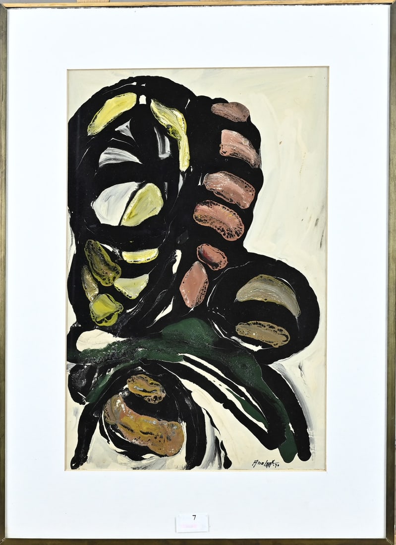 A. de Laak,? Abstract: A. de Laak? '70. Abstract composition. Acrylic on paper. Dimensions: H 49 x W 32 cm. In good condition.
