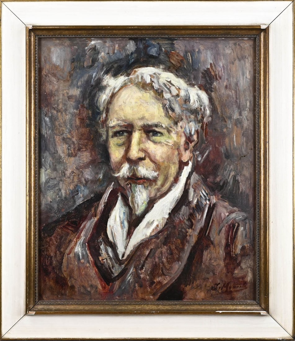 J. van Mourik, Self-portrait: Jacques van Mourik. 1879 - 1971. Self-portrait. Oil on panel. Dimensions: H 60 x W 50 cm. In good condition.