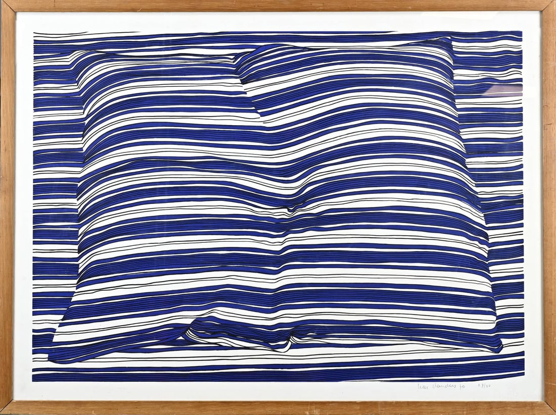H. Sanders, Pillowcase: Har Sanders, 1970. 1929 - 2010. No. 27/90. Pillowcase. Silkscreen on paper. Dimensions: H 57 x W 70 cm. In good condition.