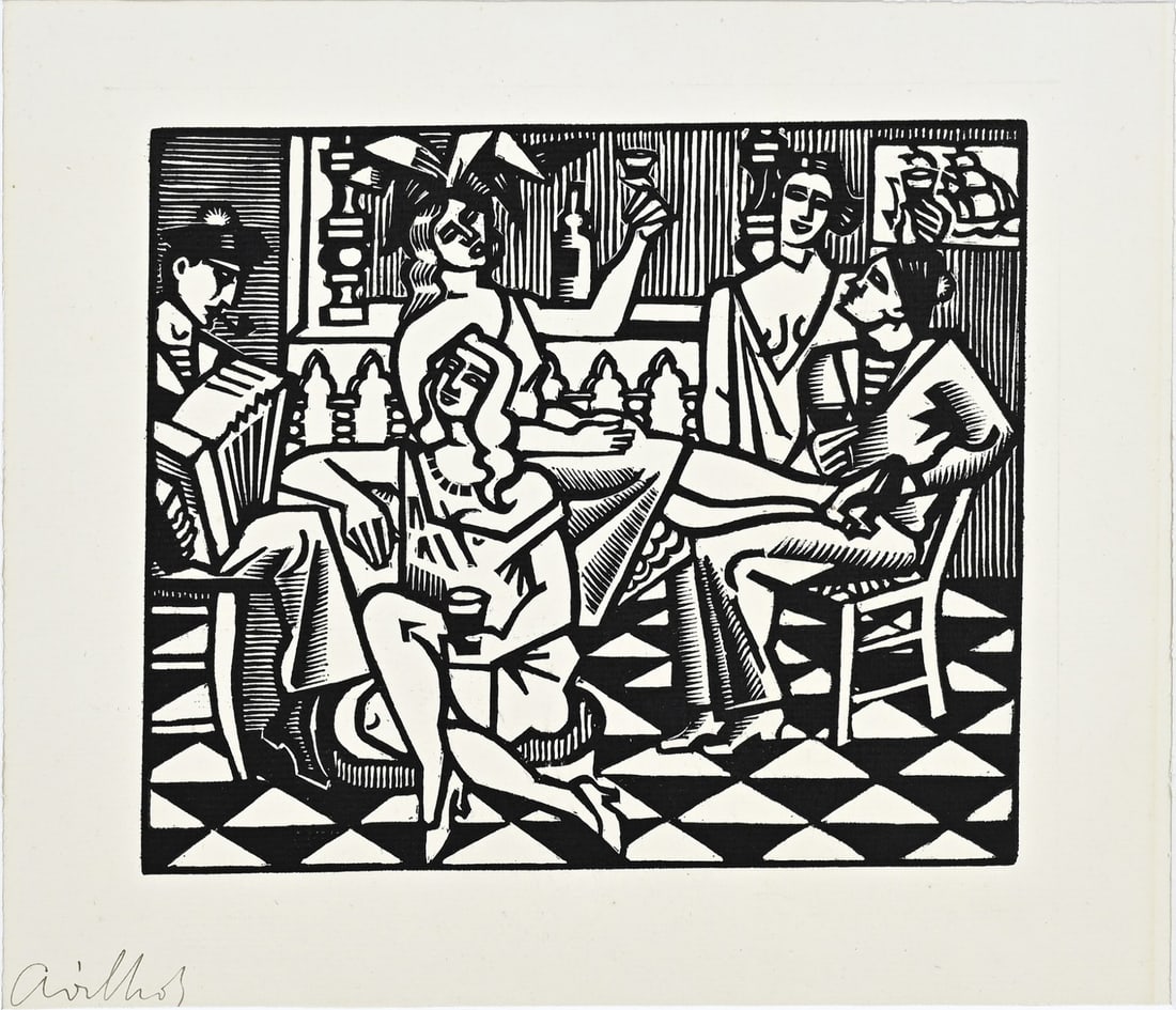 André Lhote, Figures in a bar: Woodcut André Lhote en ce bourdeau 1885 - 1962. Figures in bar. Woodcut on paper. Dimensions: H 20 x W 23 cm. In good condition.