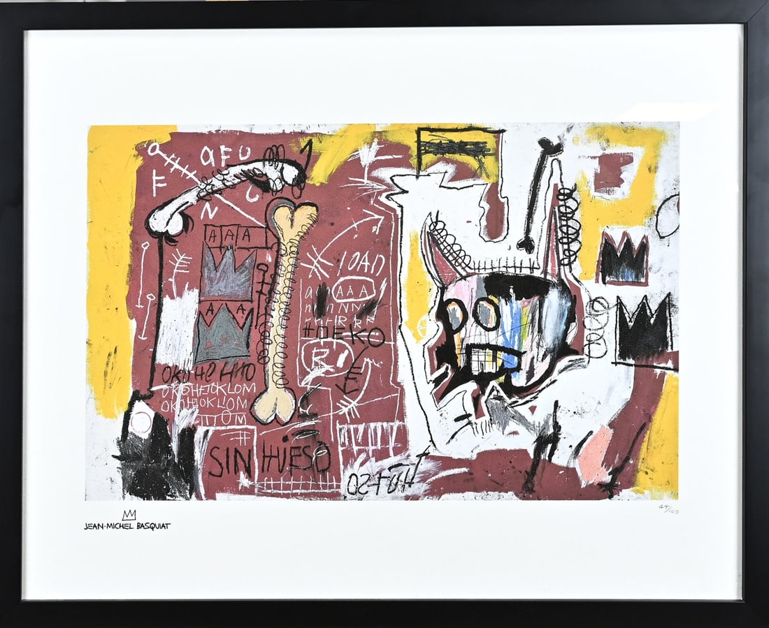 Jean M. Basquiat, Fantasy performance: Jean M. Basquiat. 1960 - 1988. No. 44/100. Fantasy performance. Lithograph on paper. Dimensions: H 50 x W 65 cm. In good condition.