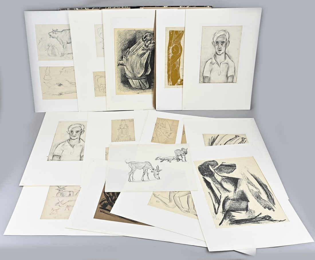 Folder with 27 works by Douwe vd Zweep: Folder with 27 various works on paper by Douwe vd Zweep. 1890 - 1975. In good condition.