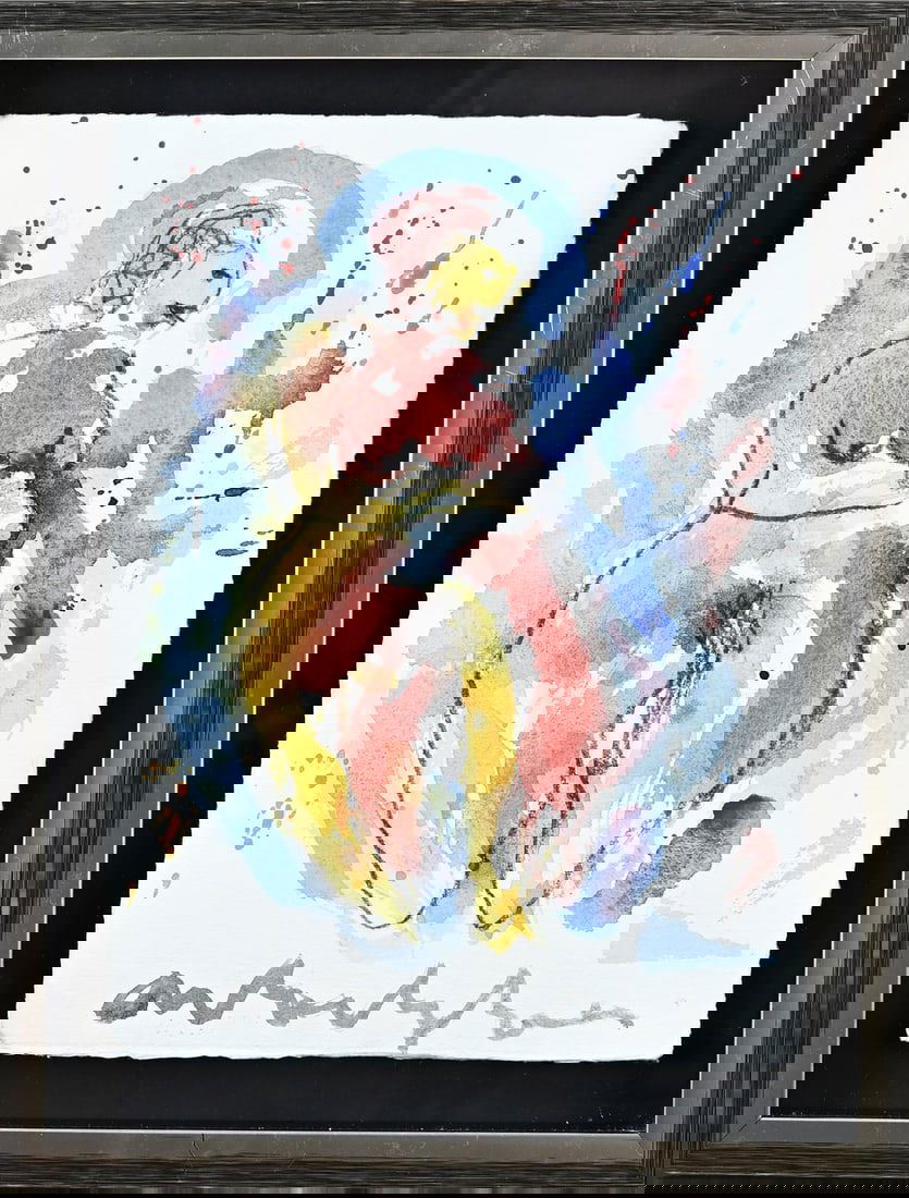 Anton Heyboer, Bride: Anton Heyboer. 1924 - 2005. Bride, female nude. Poster paint on paper. Dimensions: H 27 x W 19 cm. In good condition.