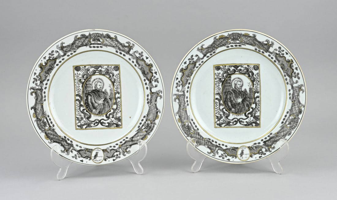 2x Chinese plate Ø 23 cm.