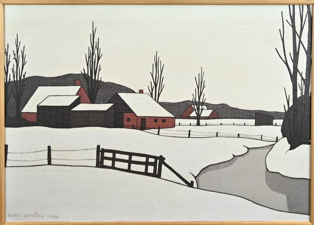 Klaas Bernink, Farm in winter: Klaas Bernink, 1976. 1913–1996 Glanerbrug. Farm in winter. One-off giclée. Printed on linen. Dimensions: H 40 x W 60 cm. In good condition.