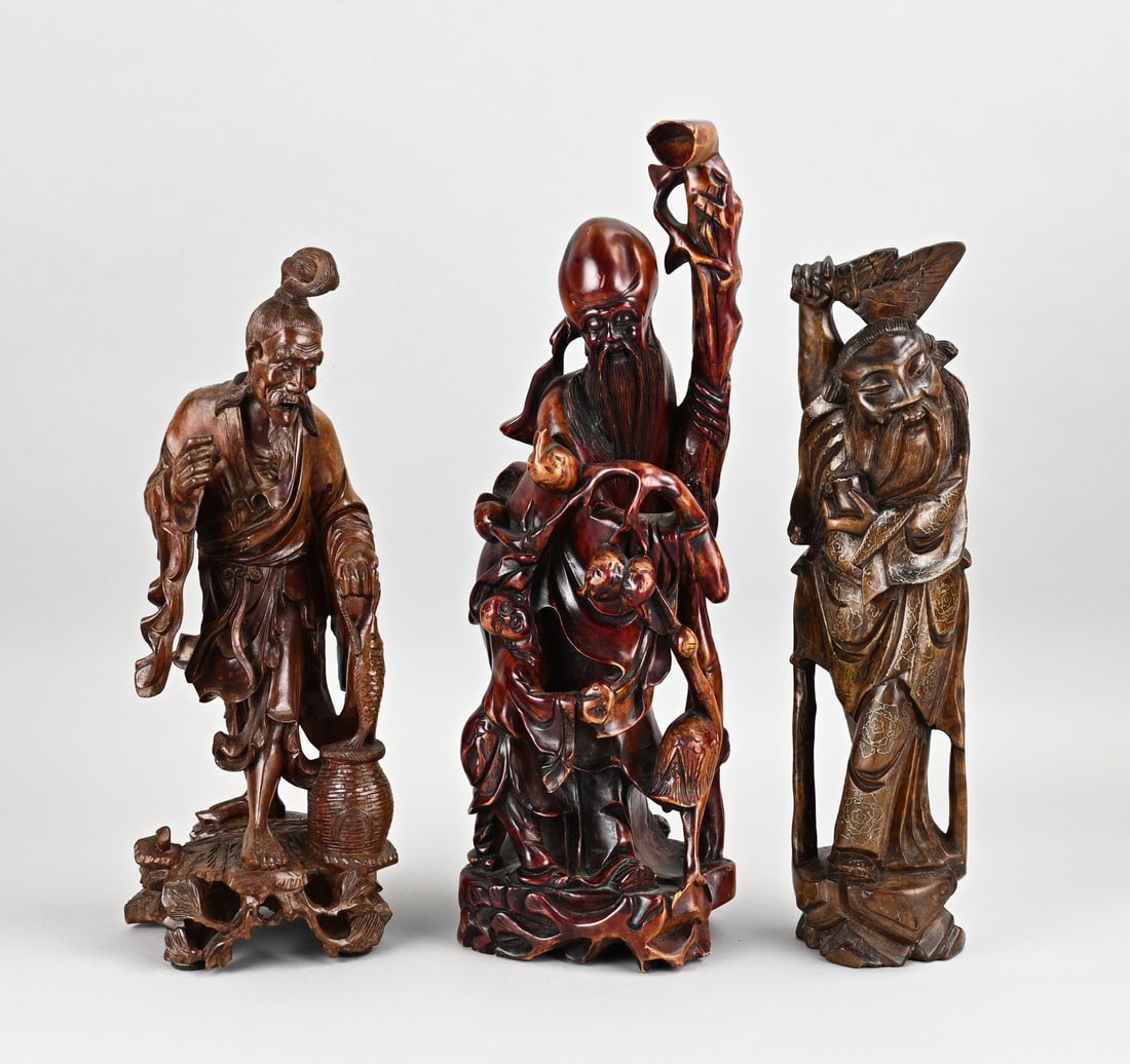 3x Chinese wooden statue (1 of 1)