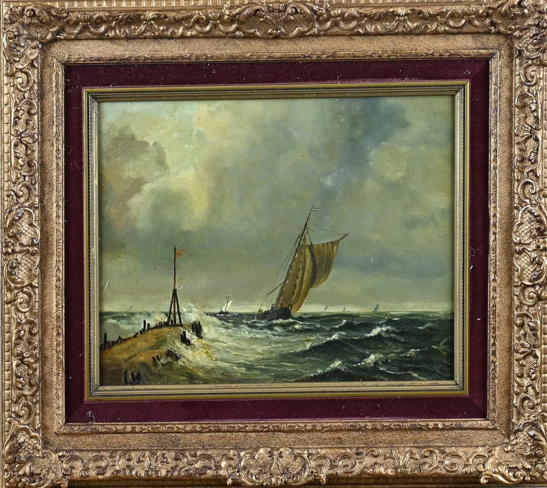 Oldeman, Seascape: Oldeman. Seascape. 20th century. Oil on panel. Dimensions: H 25 x W 31 cm. In good condition.