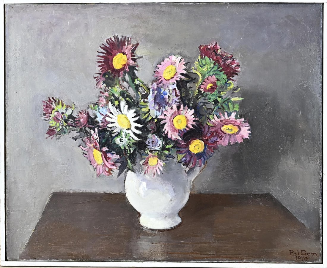 Pol Dom, Milk jug with flowers: Pol Dom. 1885 - 1978. Milk jug with flowers. Oil on canvas. Dimensions: In good condition.