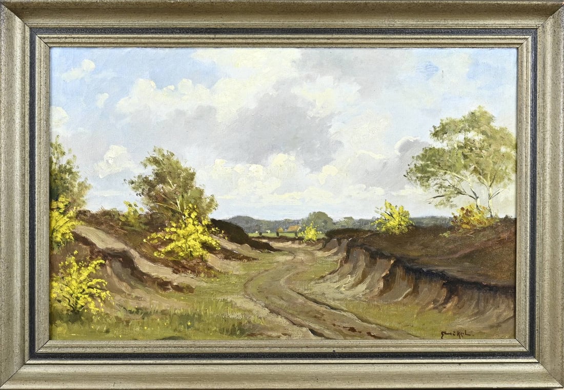 G. Krol, Sand Quarry Buurse: Gerard Krol. 1882 - 1950 Enschede. Excavation at Buurse. Oil on canvas. Dimensions: H 38 x W 59 cm. In good condition.